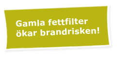 Gamla fettfilter ökar brandrisken!